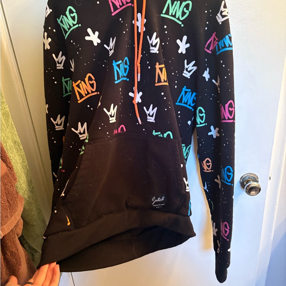 King Black Multicolor Graphic Hoodie